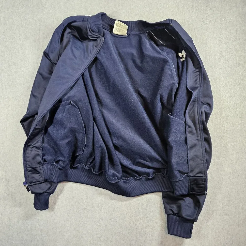 Vintage 90s ADIDAS Trefoil Full Zip Sweatshirt Track Jacket Mens Large Blue